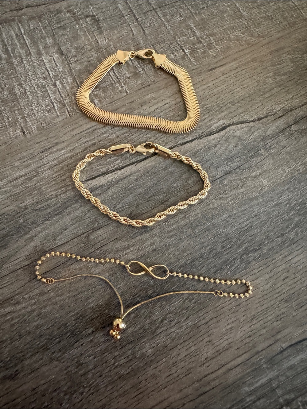 Rope Herringbone Snake Infinity Bracelet Set - Women's Jewelry 18K gold plated